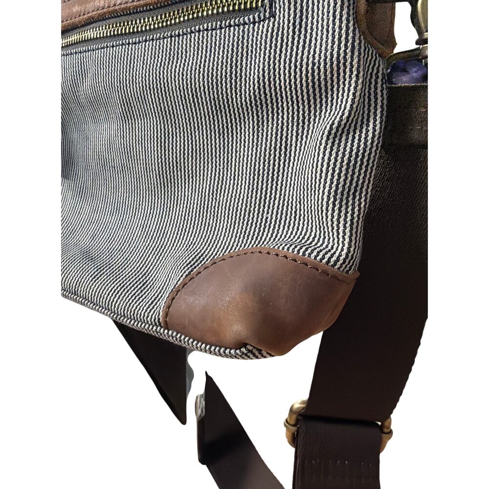 Jesslyn Blake Leather Canvas Crossbody Satchel Brown Convertible Messenger Bag - Picture 9 of 9